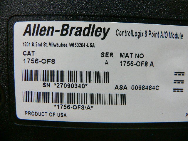 Allen-Bradley 1756-Of8 Analog Output 10V & 4-20Ma 8 Point Output