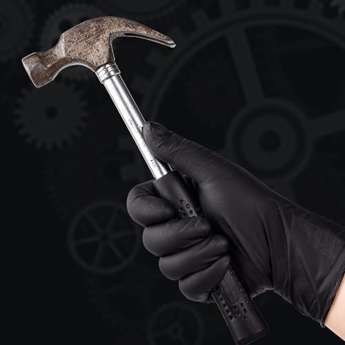 100X Black Nitrile Nitro Powder Free Disposable Gloves – Heavy Duty 6g Thickness