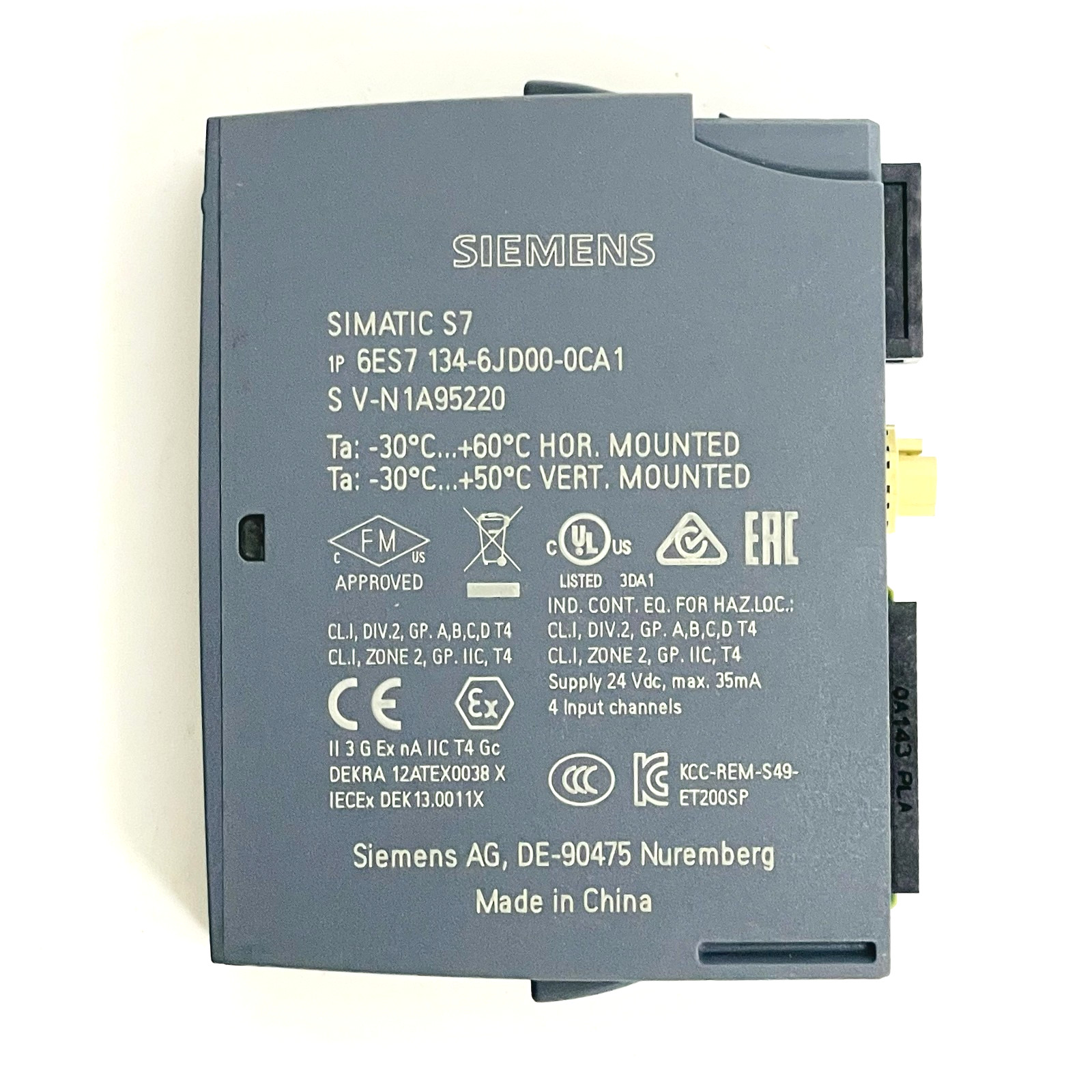Used Siemens 6ES7134-6JD00-0CA1 Analog Input Module