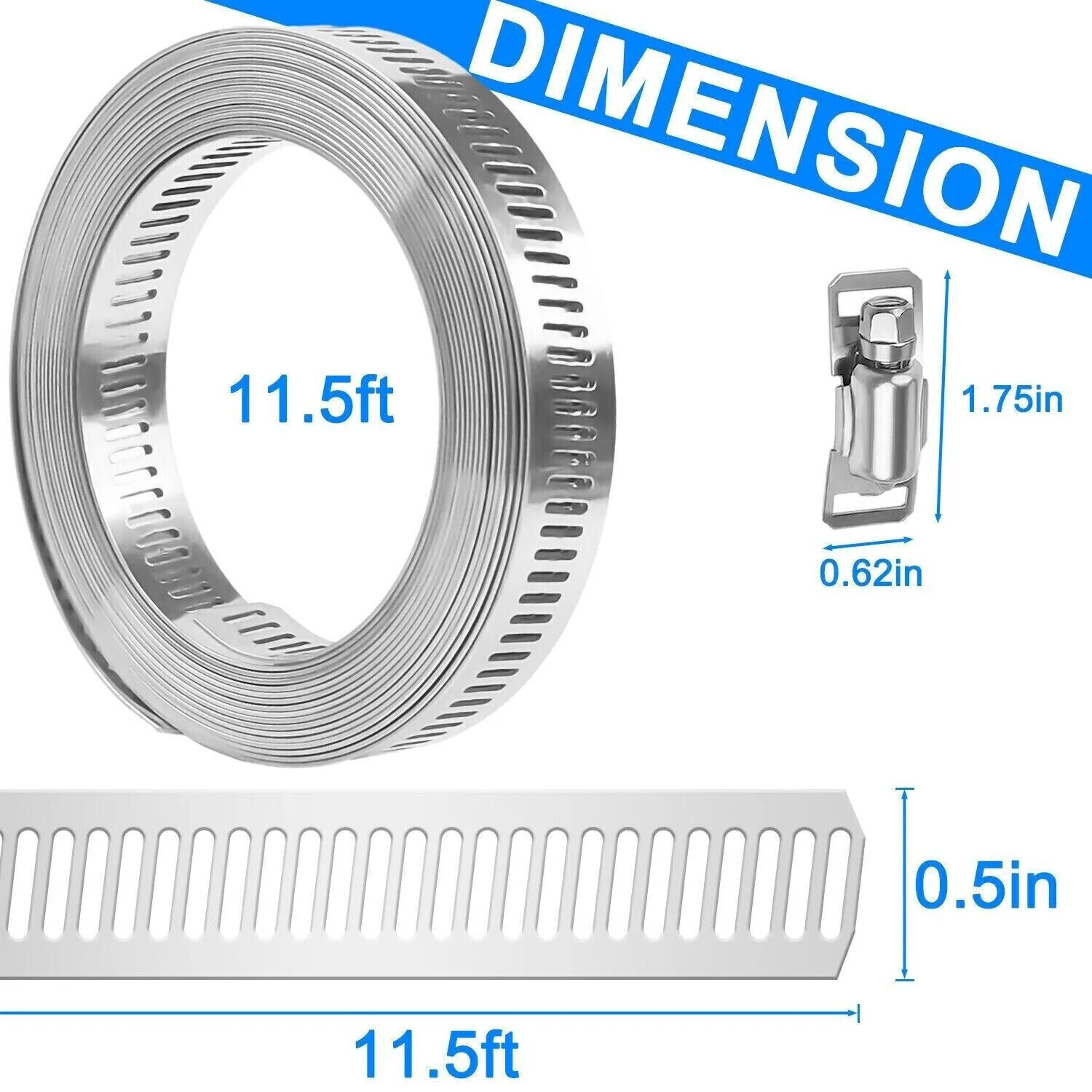 Adjustable Large Hose Clamps Worm Gear Stainless Steel Clamp Fasteners USA Sell