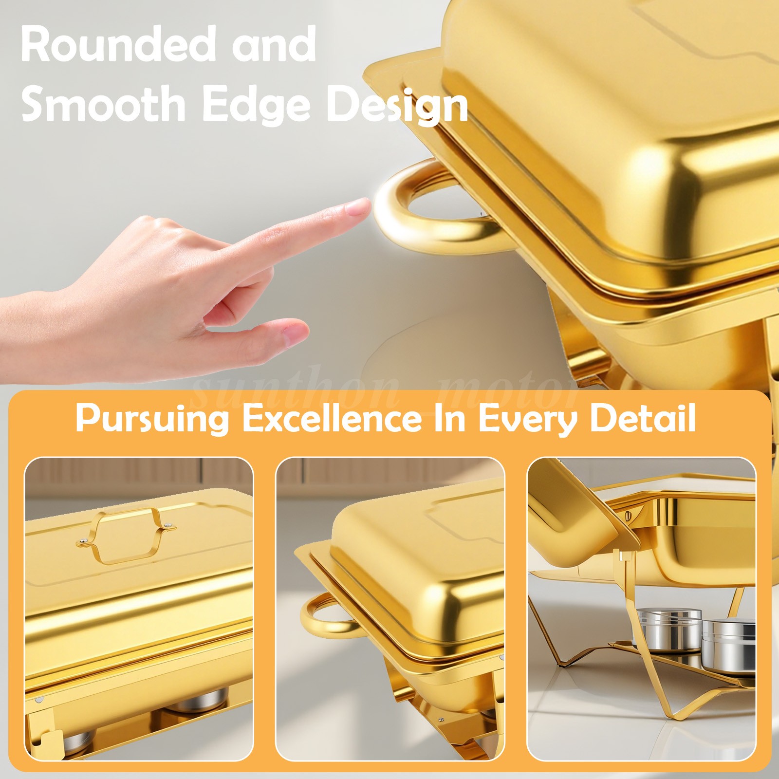 2/4/6X 9Qt Chafing Dish Buffet Set GOLD Stainless Steel Chafer for Catering full