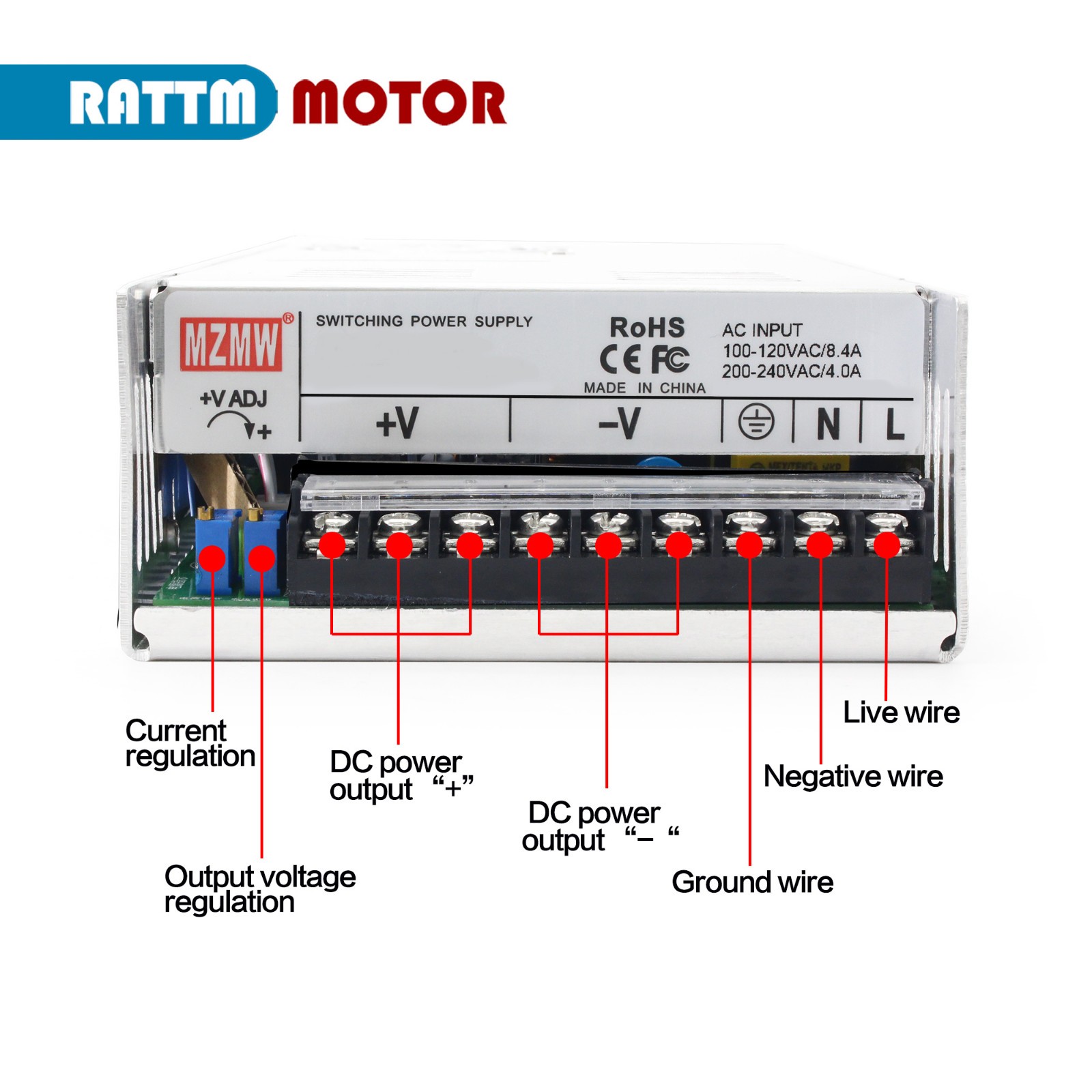 〖US〗600W 12V 24V 36V 48V 60V 72V DC Switching Power Supply PSU for LED/CCTV/CNC