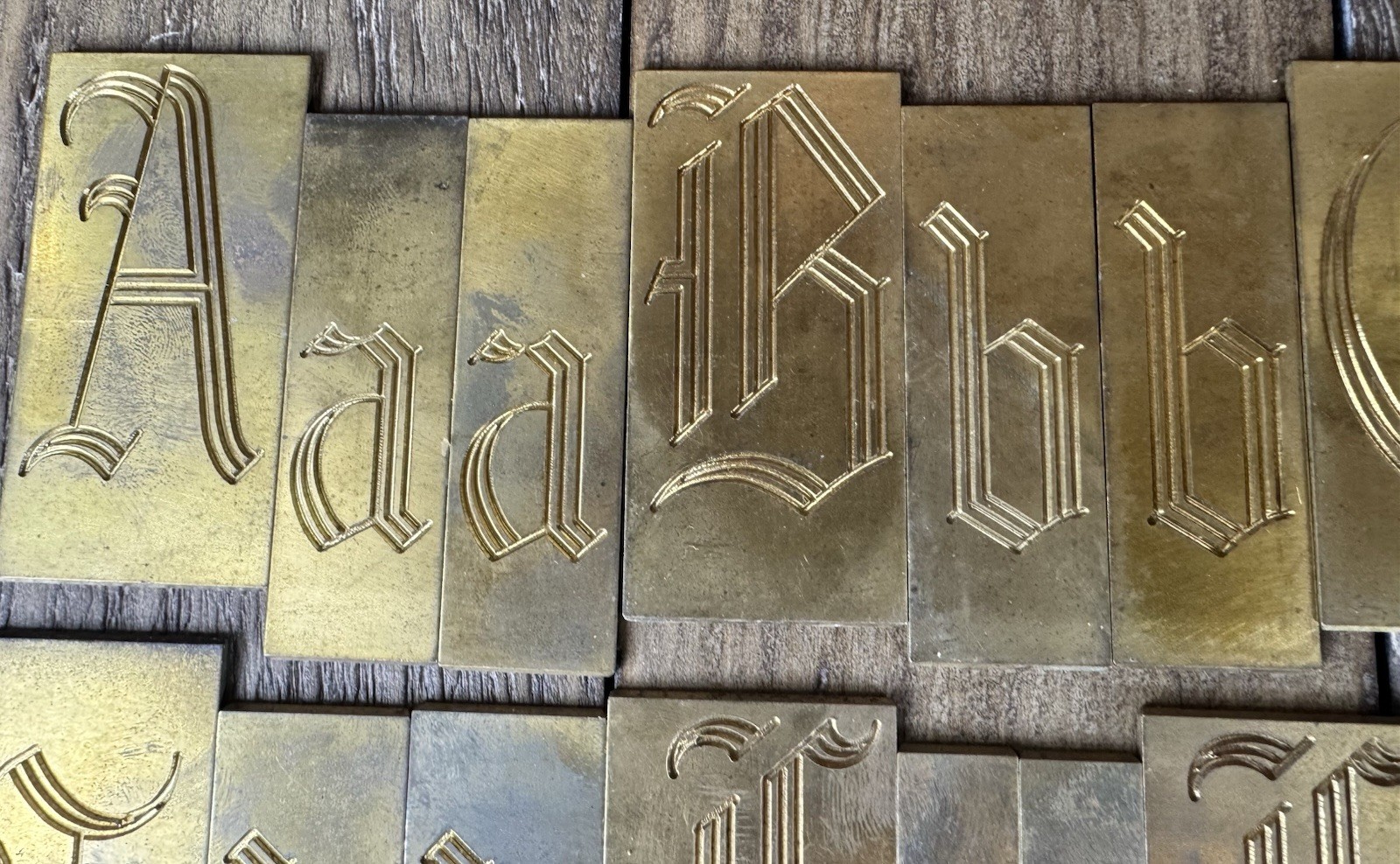 Vintage Complete A-Z Old English Engraving Font Plates Templates With Boxes