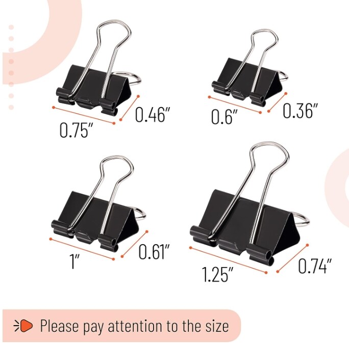 extra Binder Clips large paper Binder Clips 2 inch assorted medium small mini 13