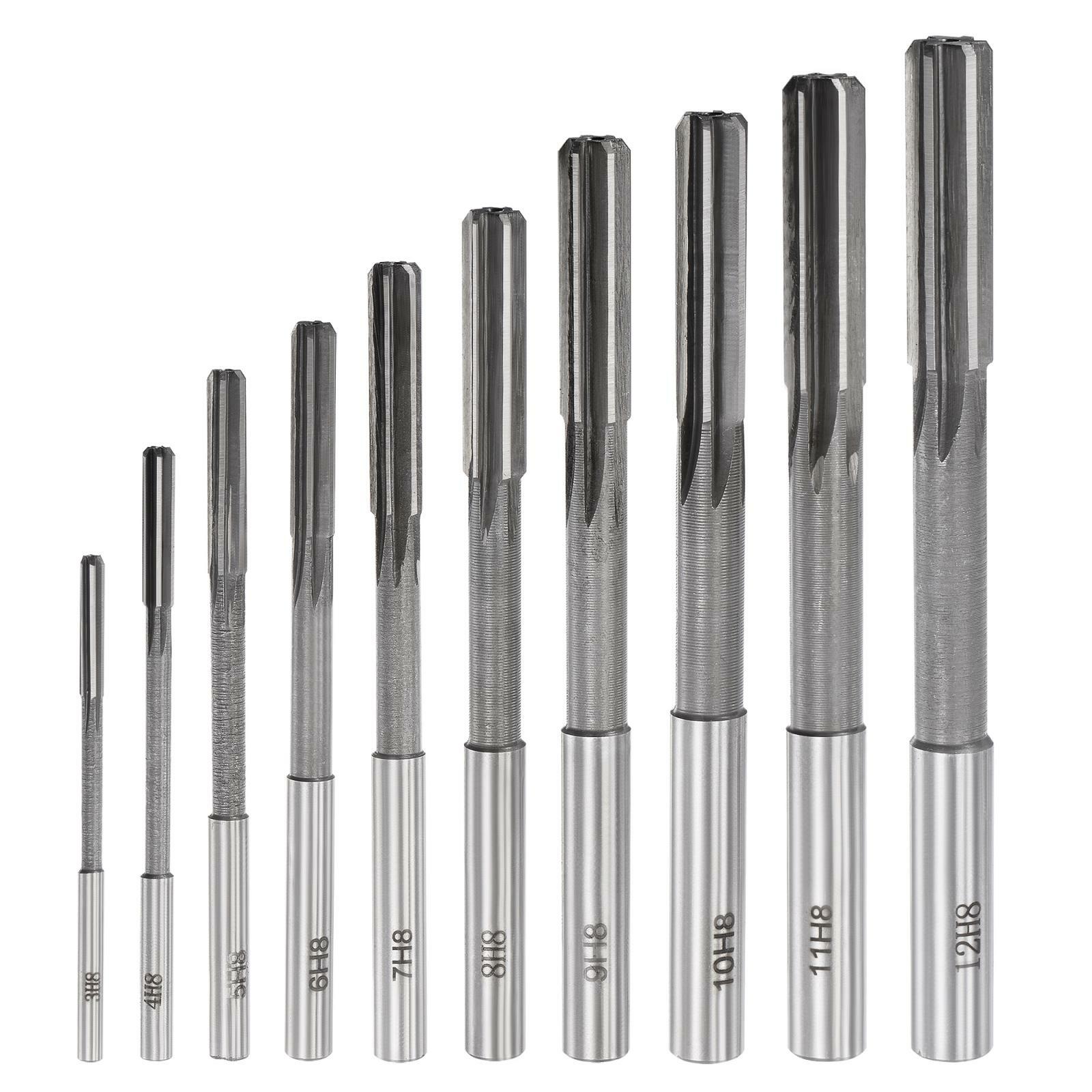 10pcs Chucking Reamer Set H8 Lathe Machine Reamer Straight Flute 3mm-12mm
