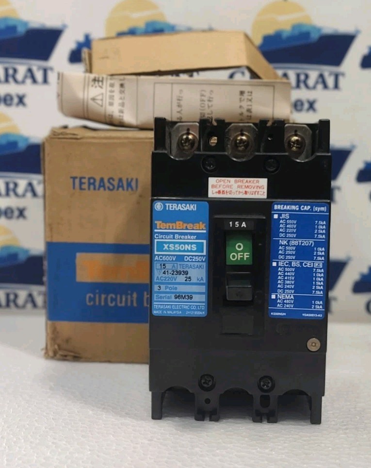 TERASAKI ELECTRIC XS50NS 3P 15A 600VAC 25KA TemBreak Circuit Breaker MALAYSIA