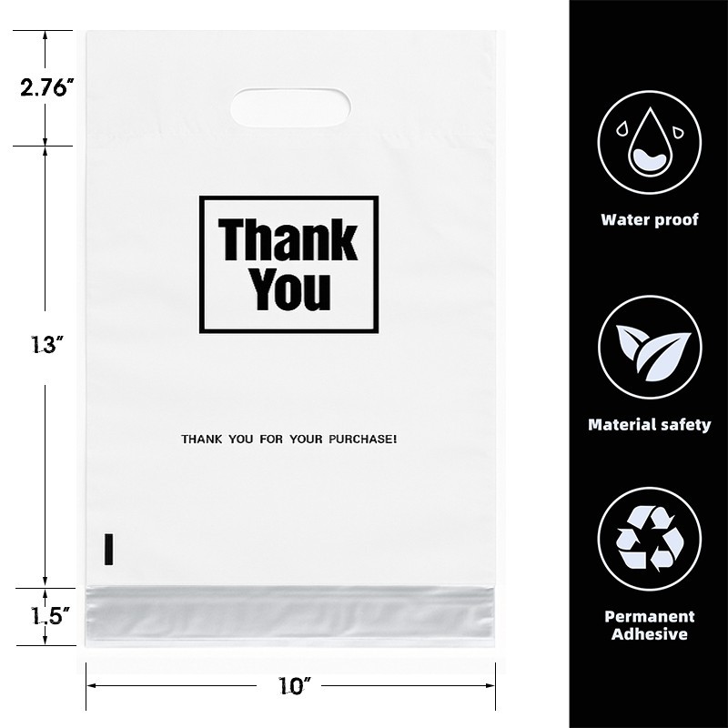 10×13 to 14.5×19 Poly Mailers with Handle – Thank You Print Shipping Bags