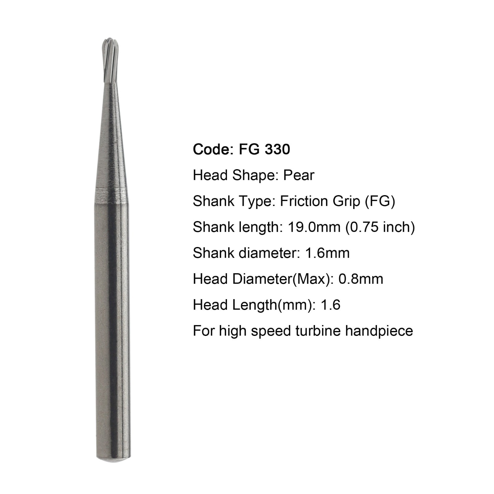50pcs Dental Carbide Burs Round Friction Grip High Speed FG 245 330 2 4 6 8 557