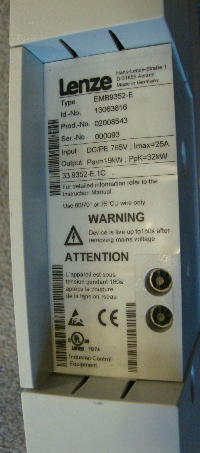 LENZE EMB9352-E BRAKE MODULE