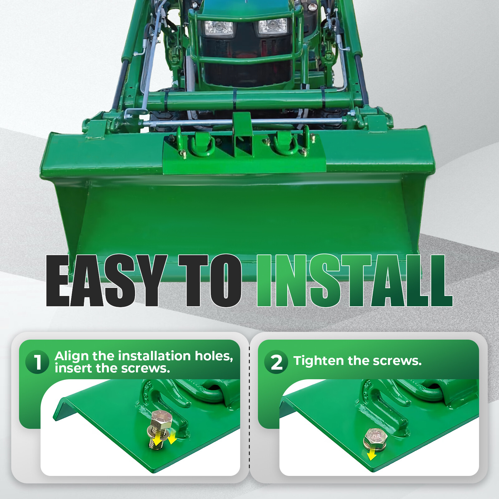 Bolt on Grab Hooks & D Rings & 2″ Receiver For John Deere 1025R Compact Tractor