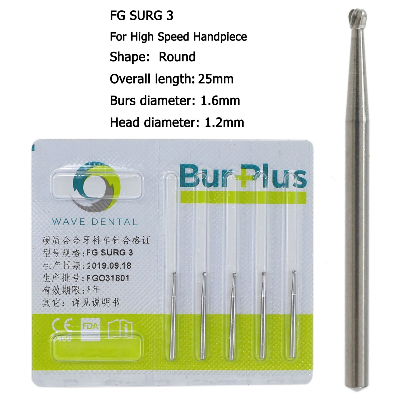 Wave Dental Carbide Surgical Burs FG SURG 2 4 557 557L 702 Long Shank High Speed