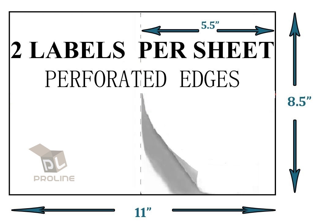 1000 Shipping Labels Perforated 8.5×5.5 Self Adhesive 2 Per Sheet 500 Sheets