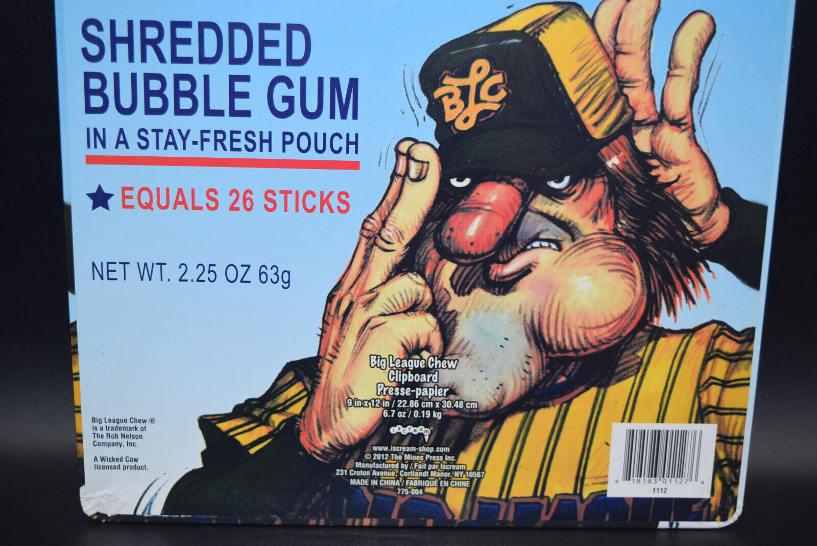 Big League Chew Clipboard 2012 Shredded Bubble Gum Wicked Cow iscream shop