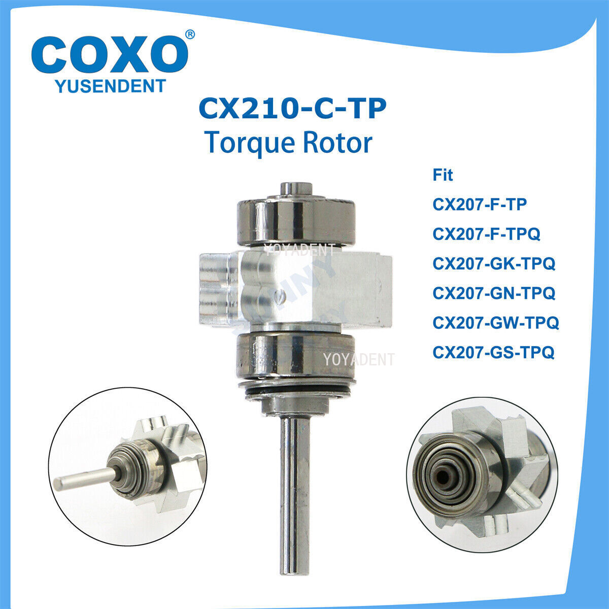 COXO Dental Turbine Fiber Optic High Speed Handpiece LED Coupler 6 Pin Fit KAVO