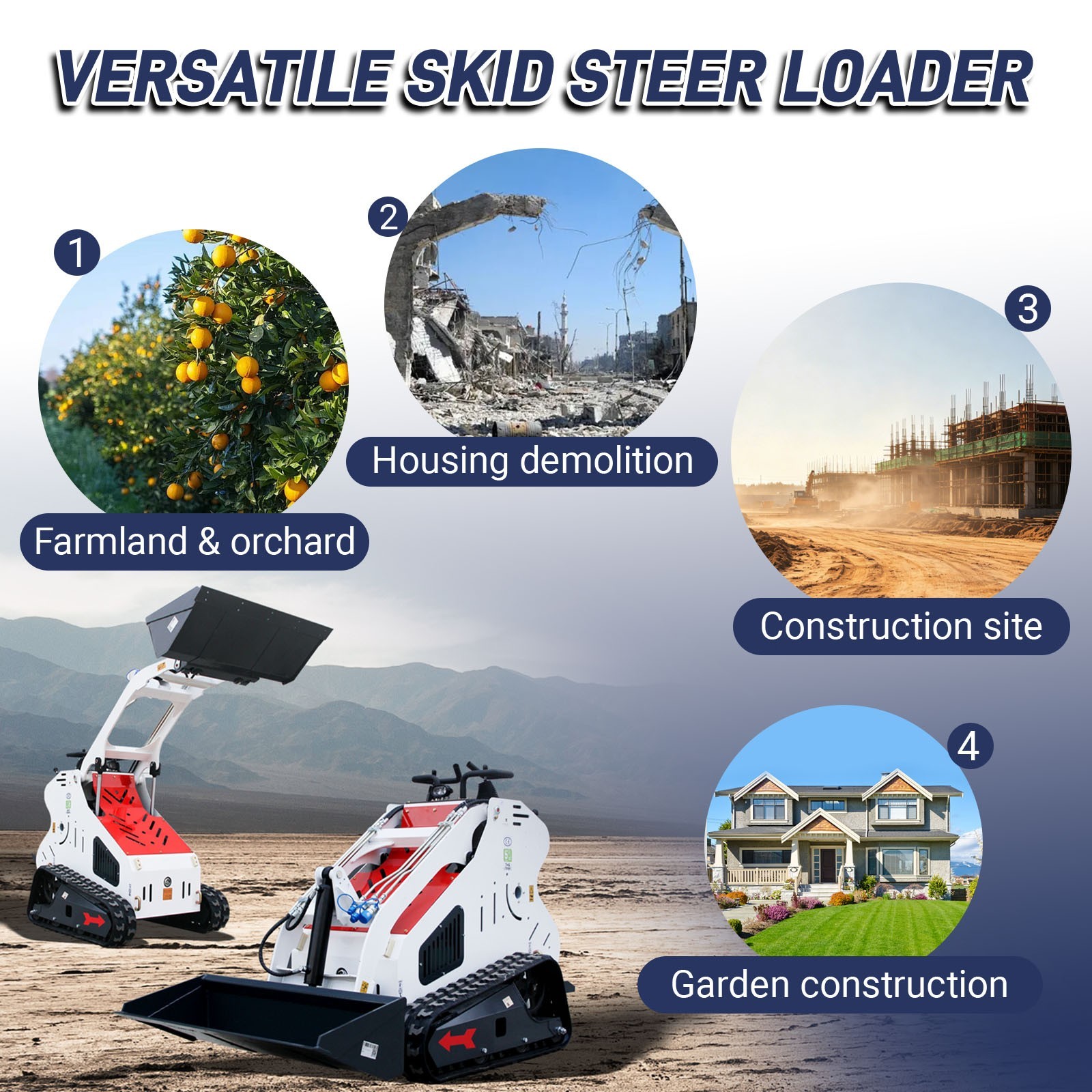 Mini Skid Steer Loader Tracked 13.5HP Stand-on Compact Skid Steer USA Stock