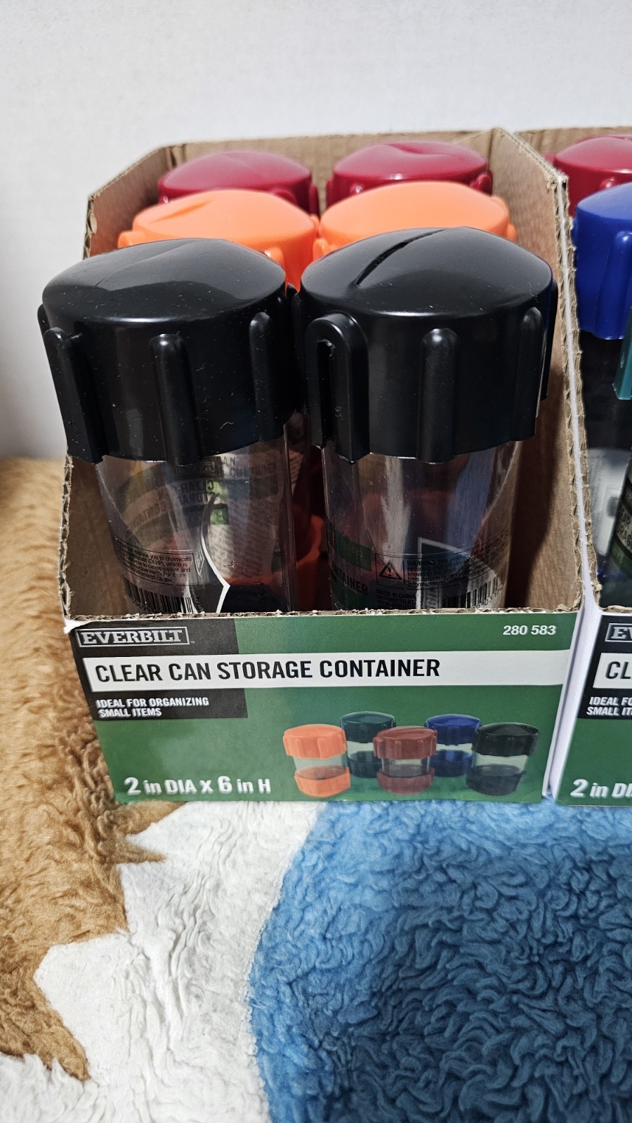 Everbilt 2 in. x 6 in. Clear Can Organizer. 12-Pack Brand New 5 Colors