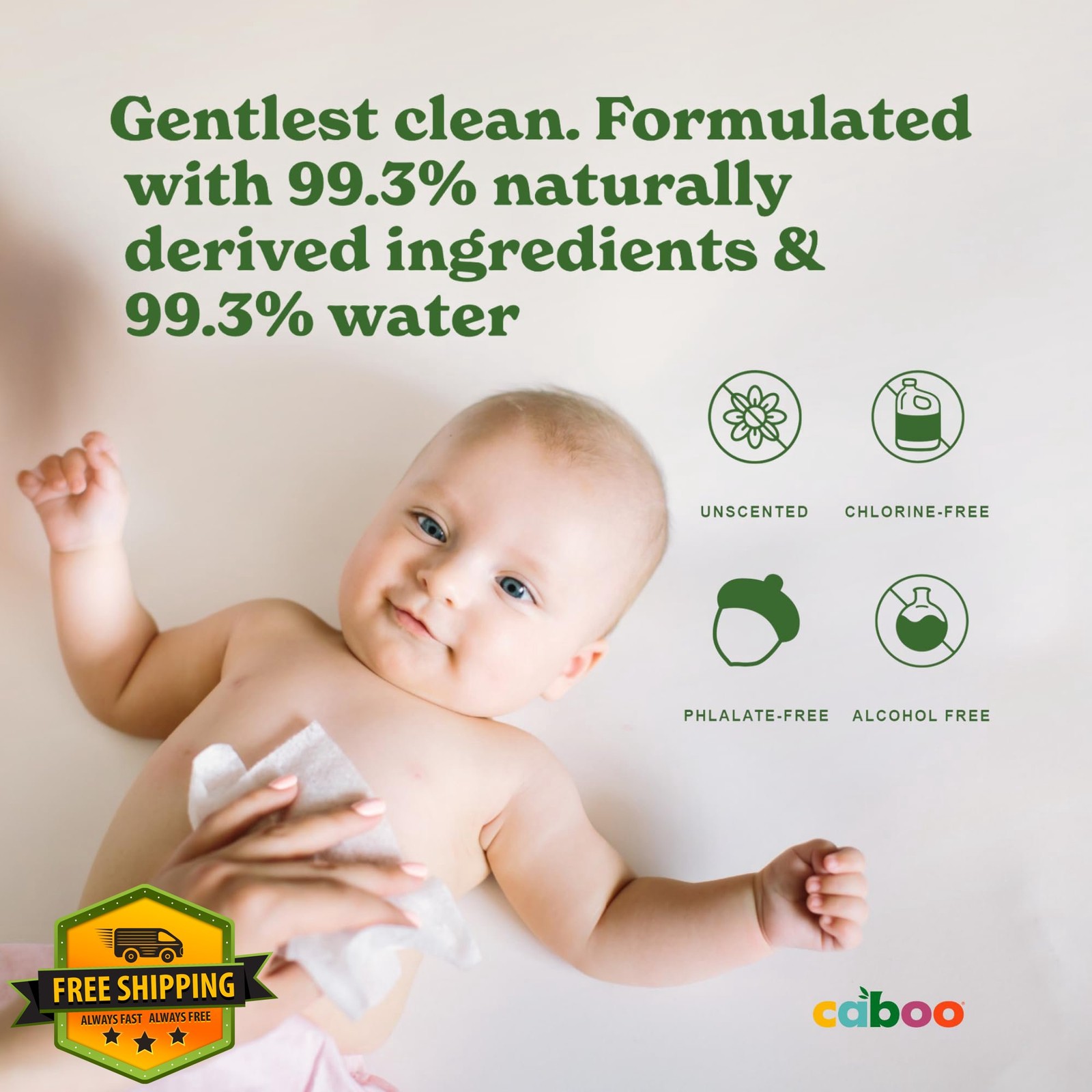 Caboo Unscented Wipes 72ct 6 Packs