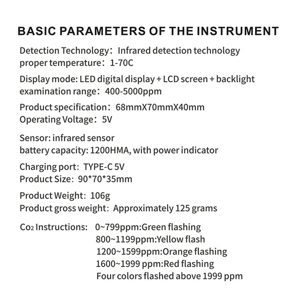 CO2 Meter Air Quality Monitor 400-5000 PPM Sensor Carbon Dioxide Detector US