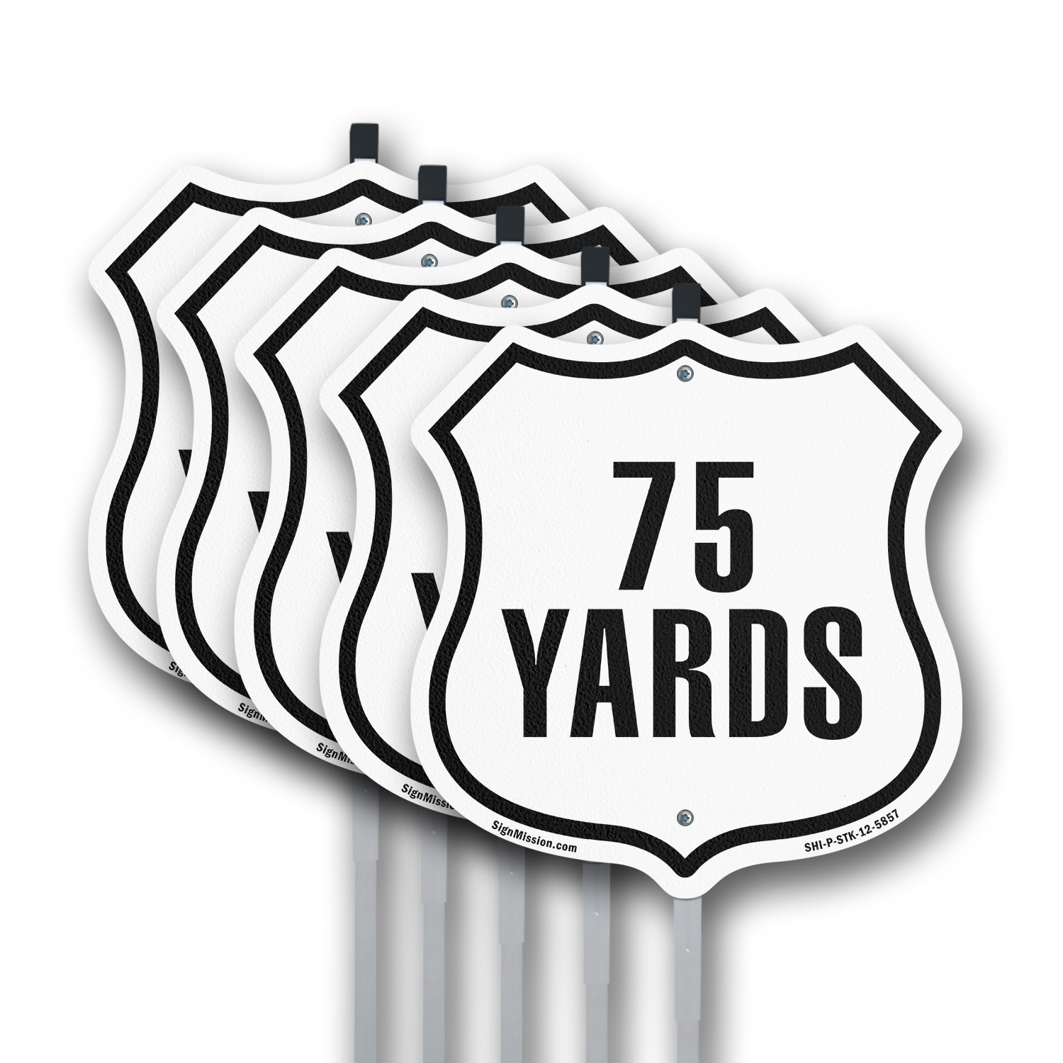 75 Yards Golf Course Running Race 5k Shield Shaped Sign With Stake