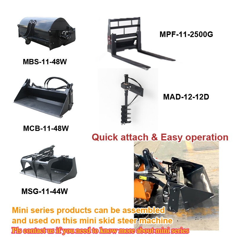 Wolfequip Wheel Mini Skid Steer Loader 23HP Tractor Bucket Hydraulic Guide Drive