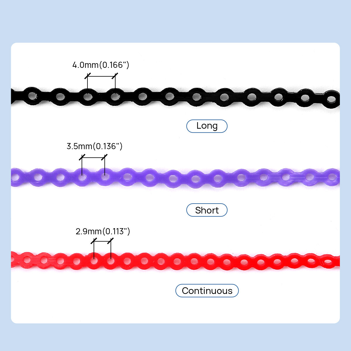 Dental Orthodontic Elastic Rubber Power Chain Braces Bands Short/Long/Continue