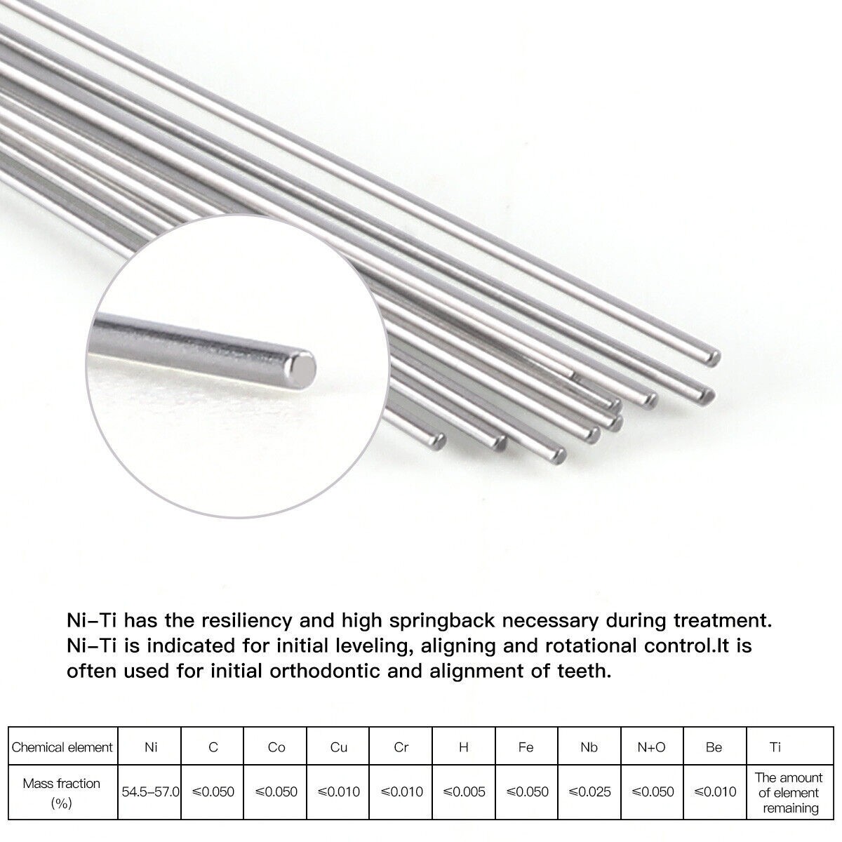 100Pcs Dental Orthodontic Arch Wire Super Elastic NiTi Round Ovoid Form 012-020
