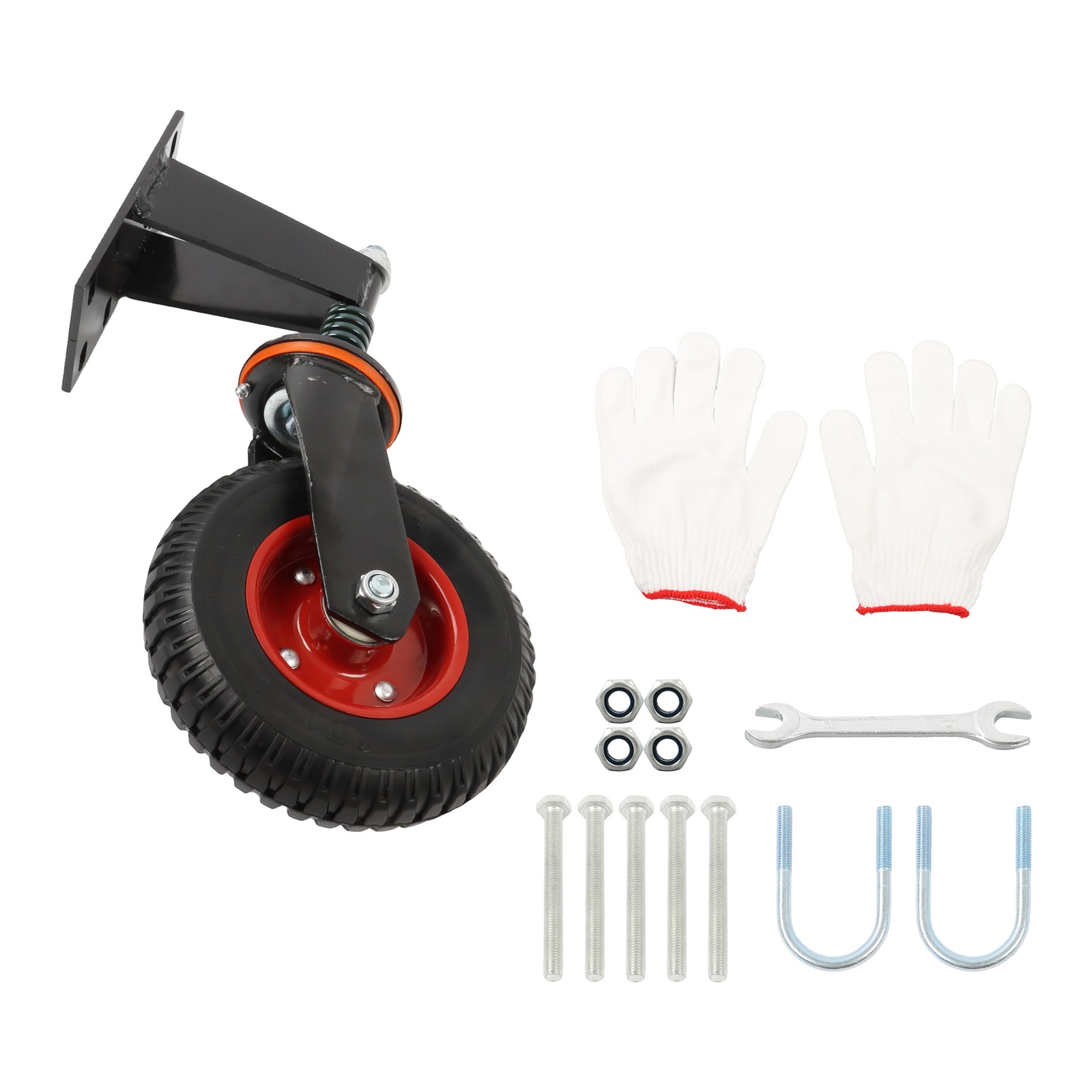 1Pack 8″ Heavy Duty Gate Casters Rubber Wheel Dual installation option 600LB,Red