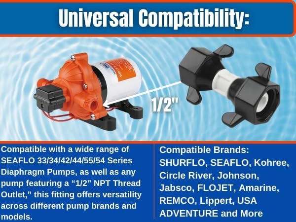 SEAFLO 1/2″ FNPT x 1/2″ Barb Straight Pump Fitting 2-Pack SHURFLO Fit