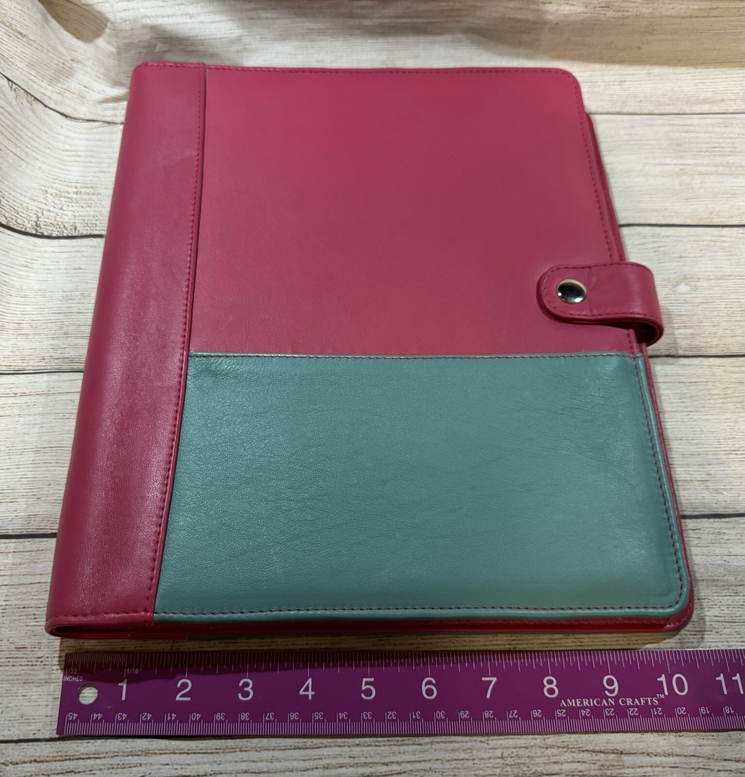 Cocoa Paper 8.5″ x 11″ Faux Leather Planner Cover Folio Bloom Daily Pink Teal T9