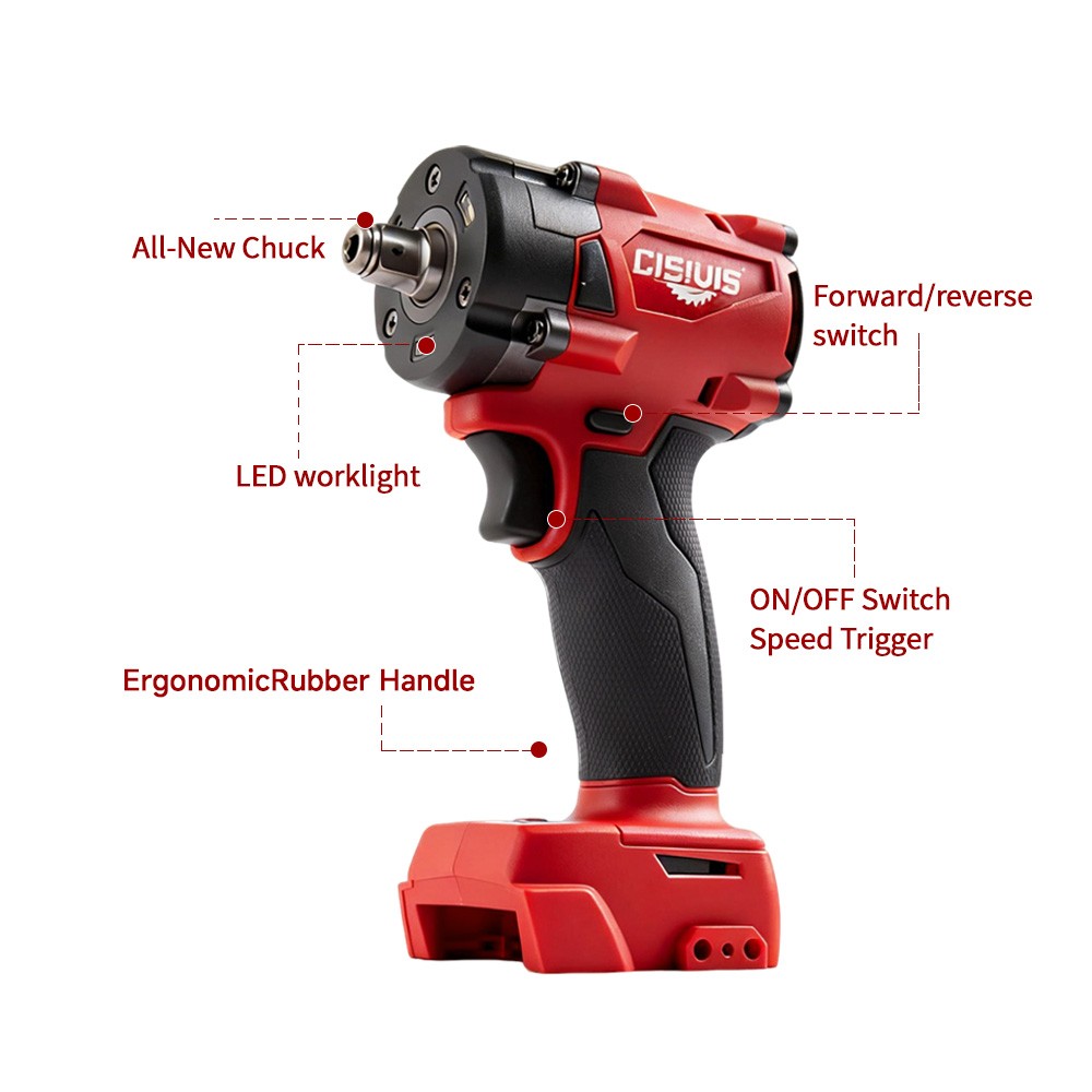 CISIVIS 3/8″ High-Torque Impact Wrench-Bare Tool For Milwaukee M18 Battery