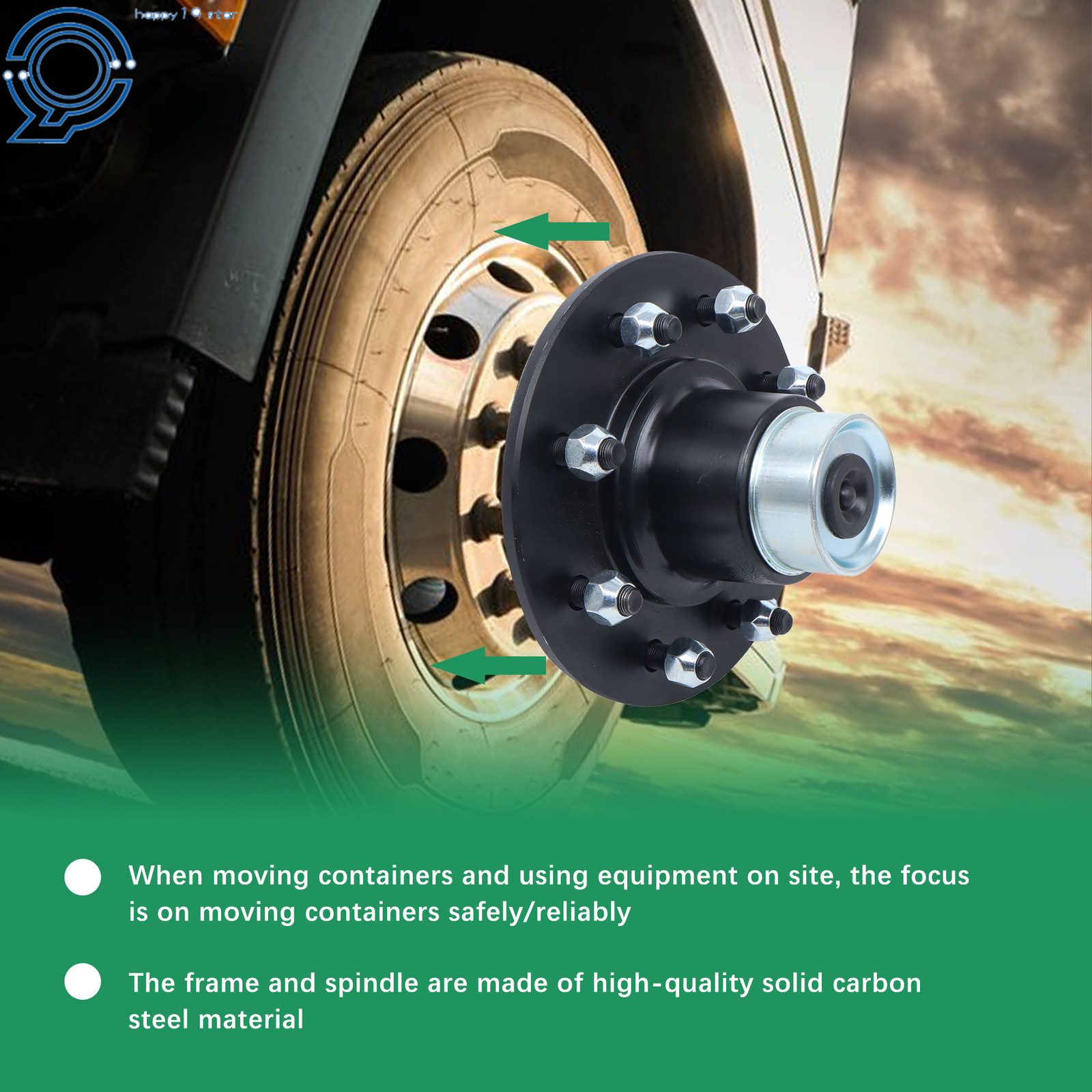 Shipping Container Wheels 8×6.5 Lug Bolt-On Spindle Kit with Handle