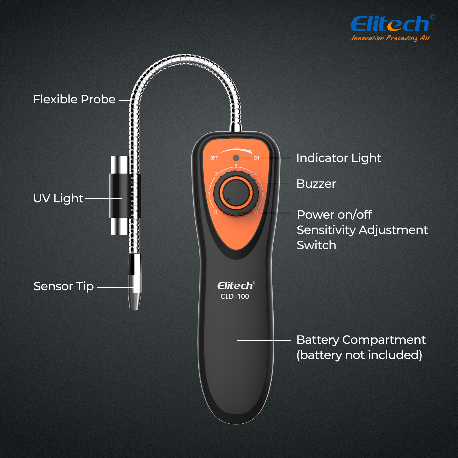 Elitech CLD-100 Freon Leak Detector Halogen Refrigerant Gas Detector w/UV Light