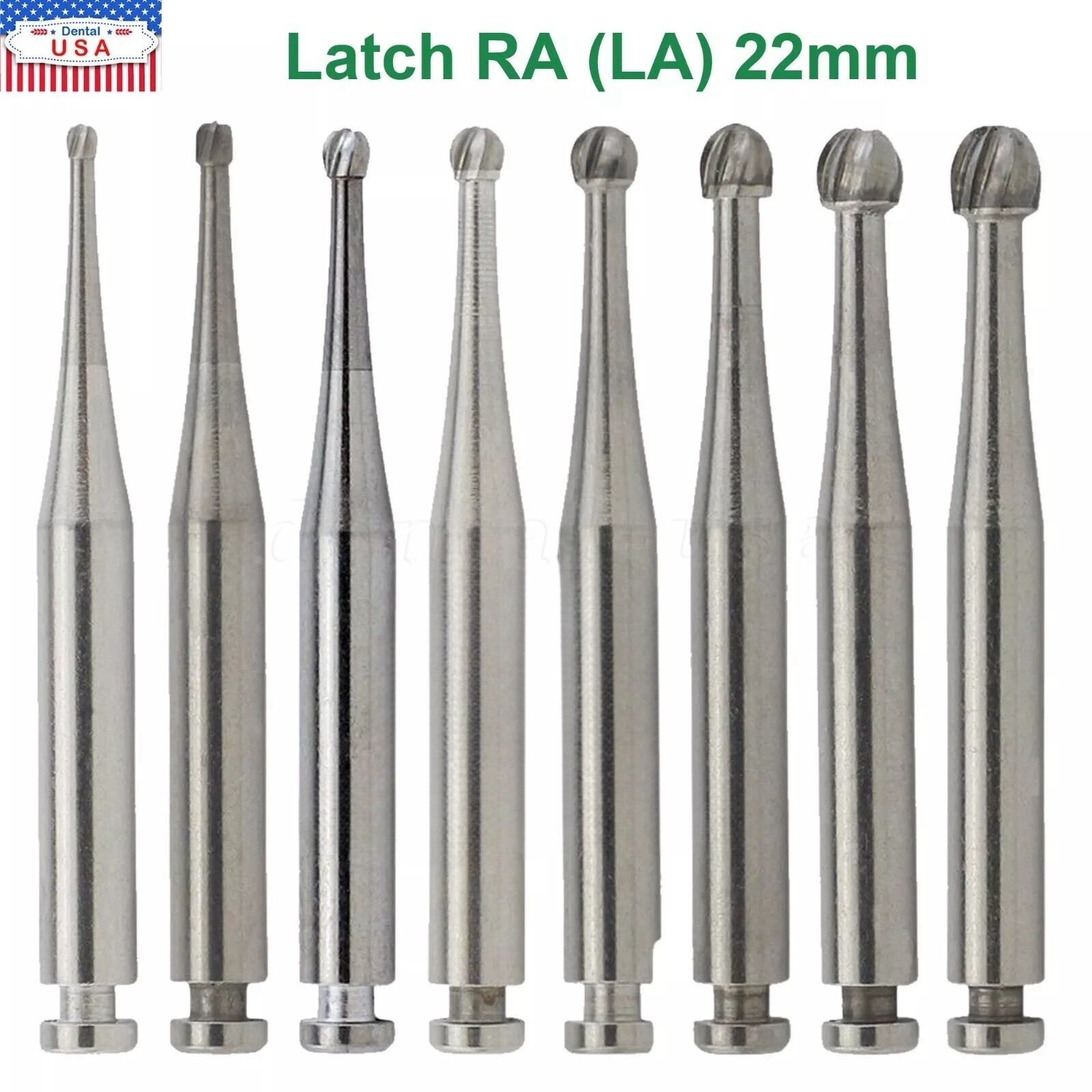 Dental Round Carbide Bur for Slow Speed Latch Type RA 1# -RA 8# Burs 22.5mm
