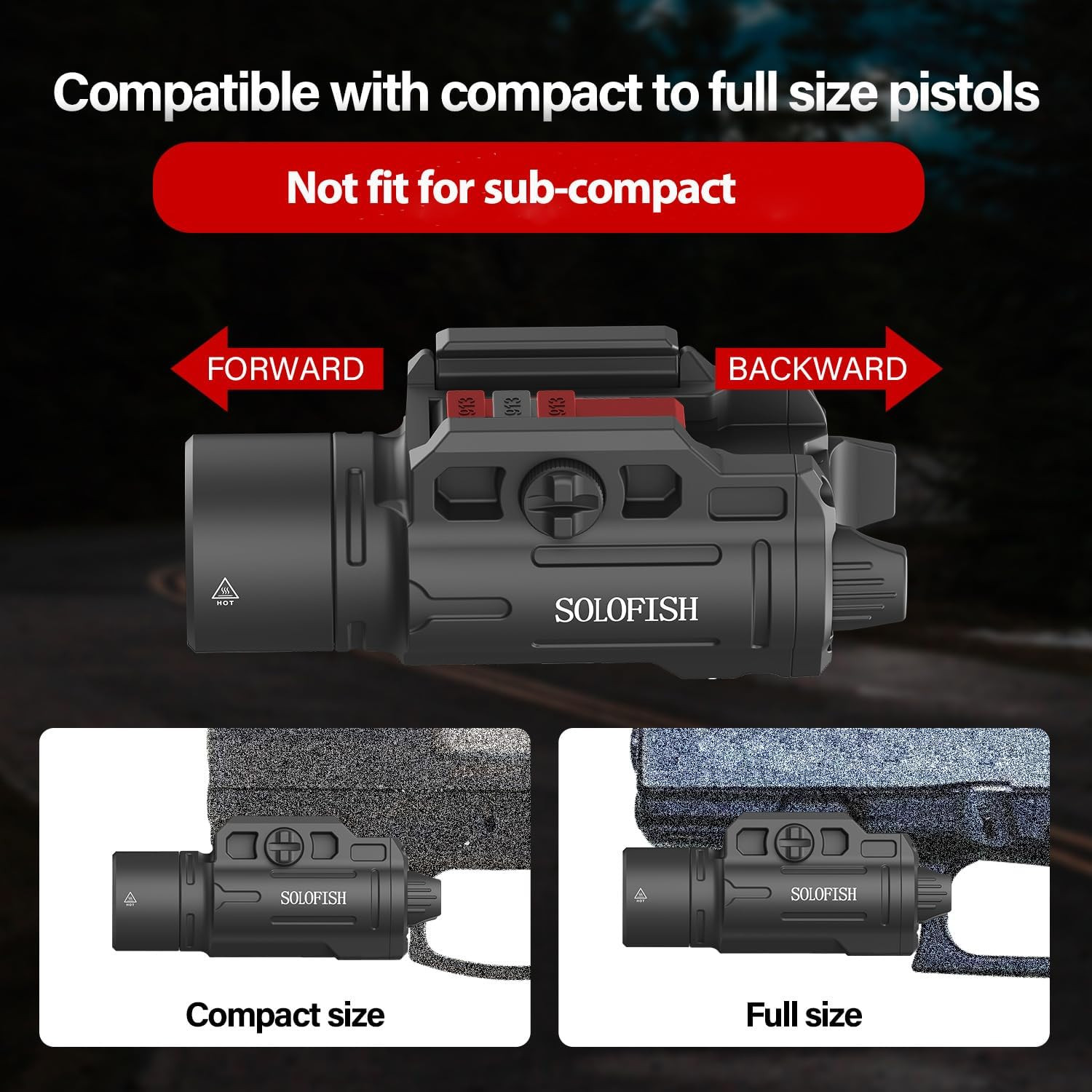 1500Lm Slidable Pistol Light and Green Beam Combo with Strobe/Momentary, Recharg