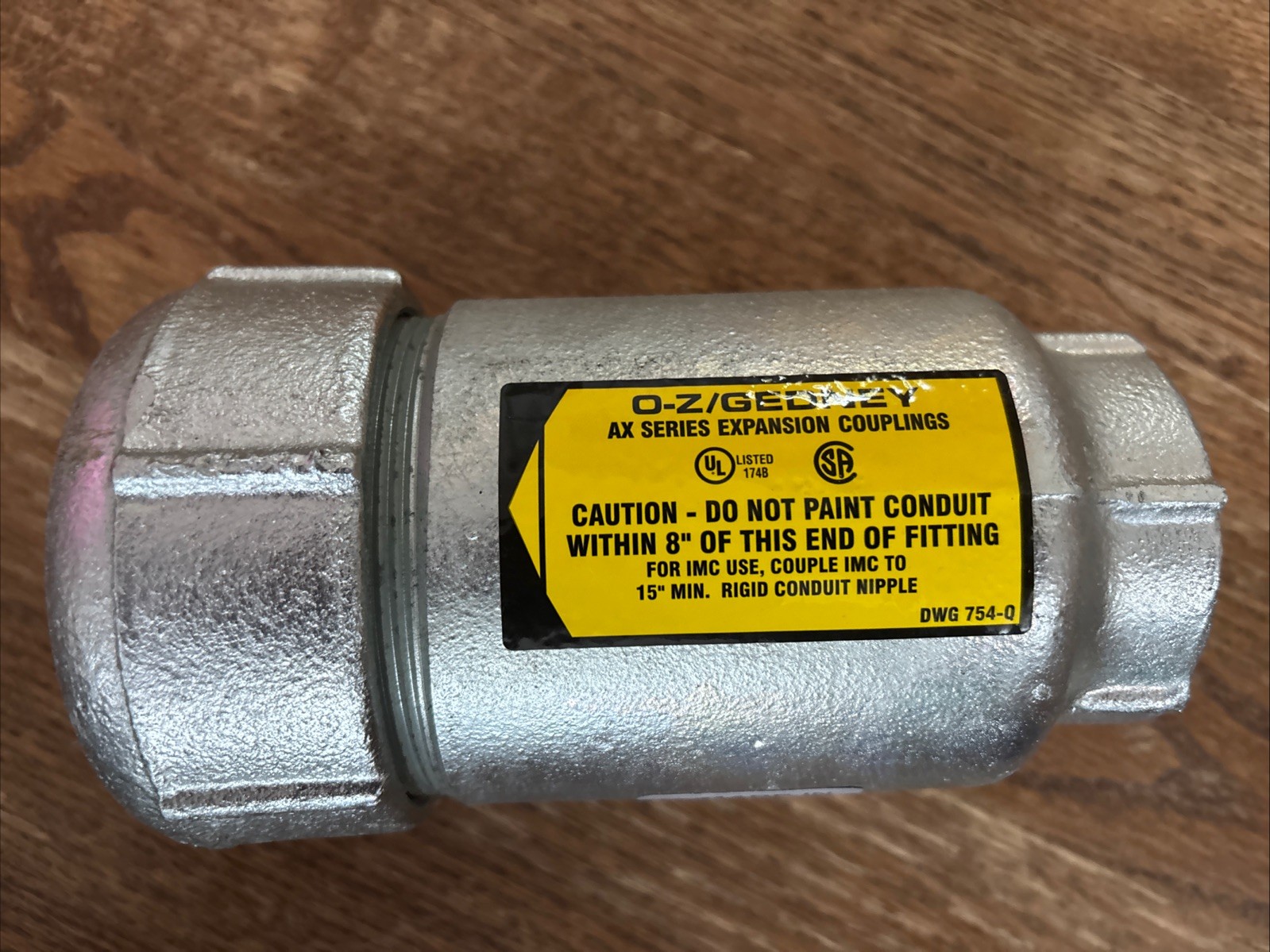 Emerson O-Z/Gedney AX-200A Malleable Iron Galvanized 2” Rigid Expansion Coupling
