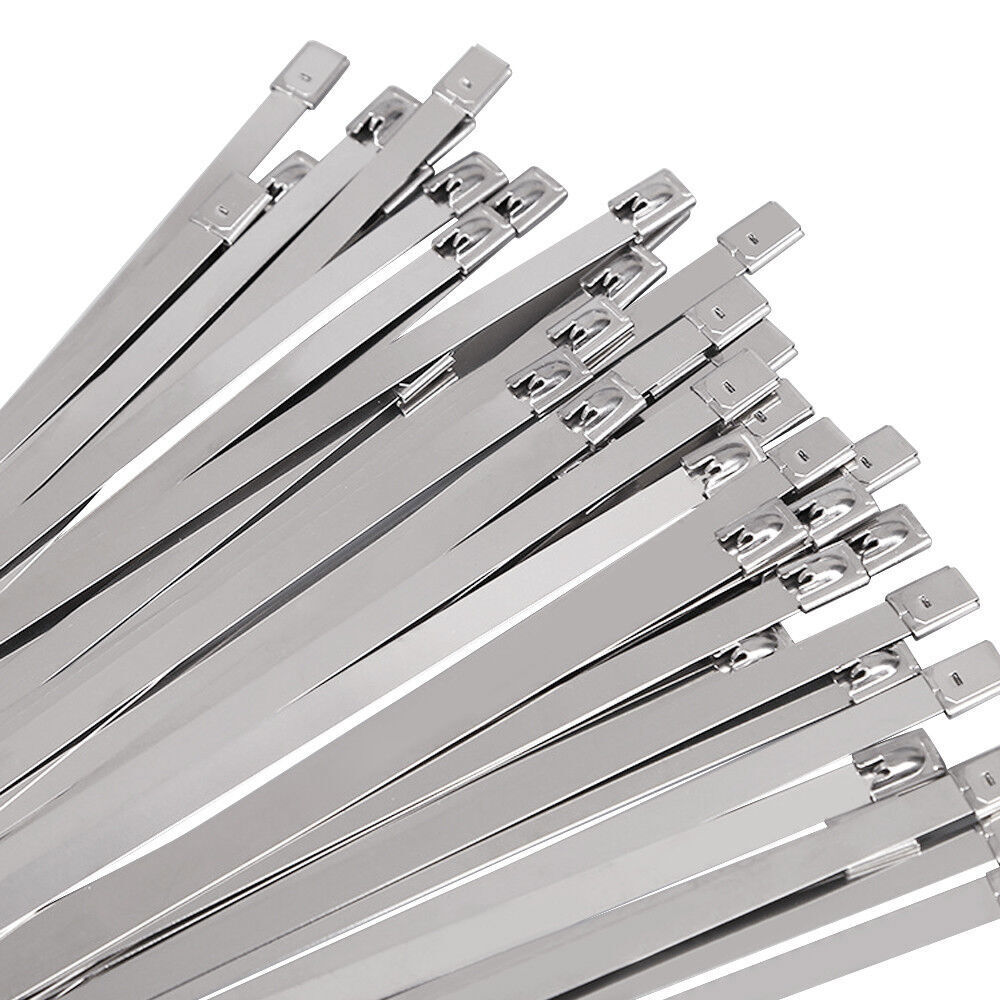 100 PCS 6″-20″ Metal Zip Ties Stainless Steel Heavy Duty Self-Locking Cable Ties