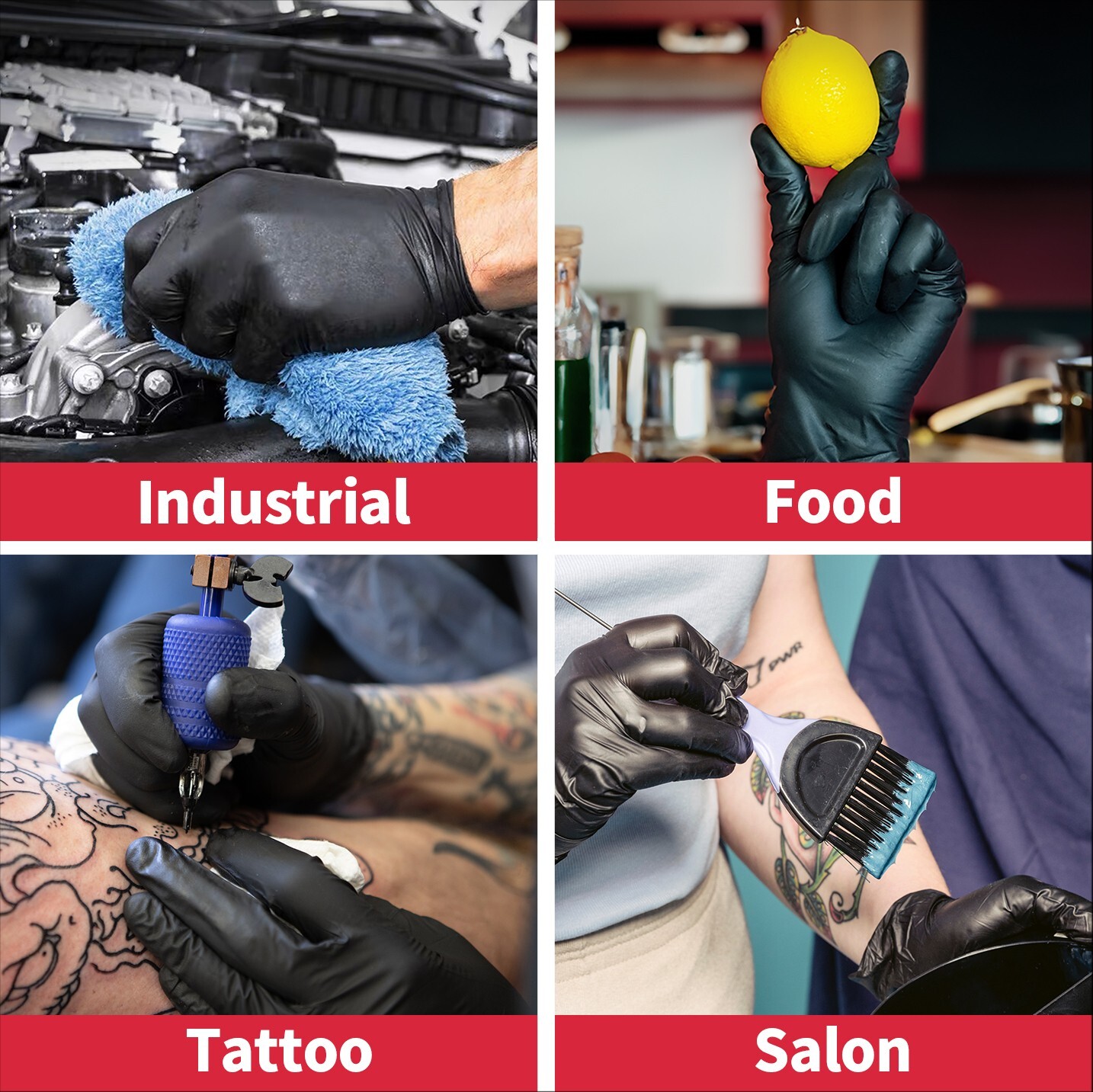 Disposable Nitrile Exam Gloves, 5 Mil Black, Powder-Free Heavy Duty Clean Glove