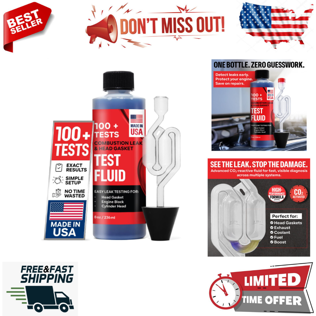 Combustion Leak +Head Gasket Test Kit -Over 100 Tests – 8oz Leak-Detection Fluid