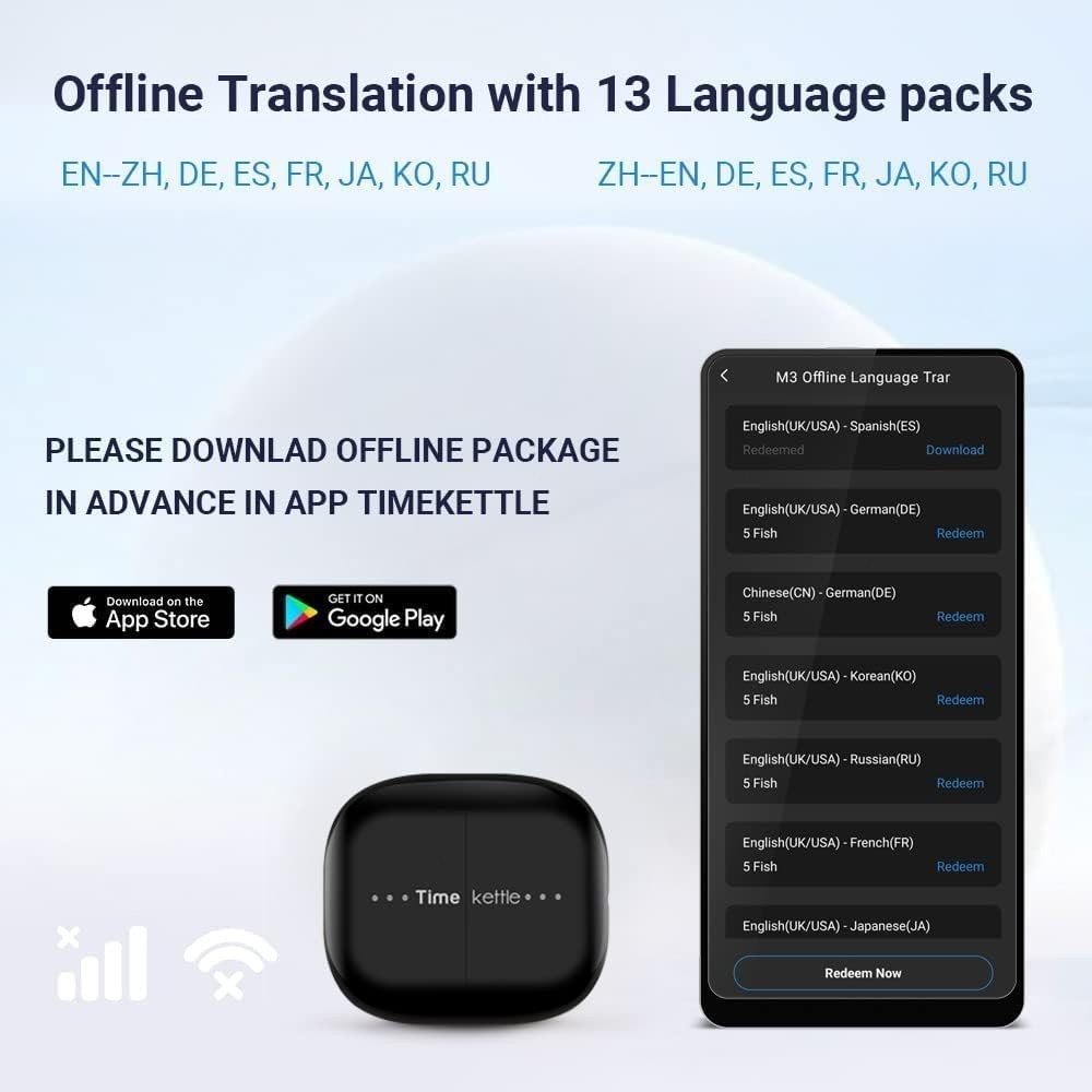 Timekettle M3 3 in 1 Language Translation Earbuds No Subscription – Black Color