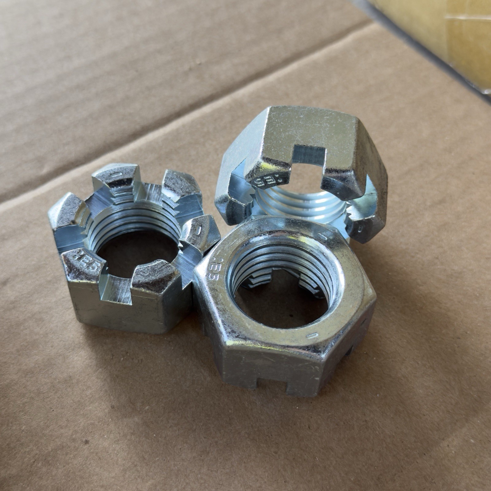 10 PCS 1-1/4”-7 UNC Slotted Hex Nuts Zinc Plated Grade 5 Steel