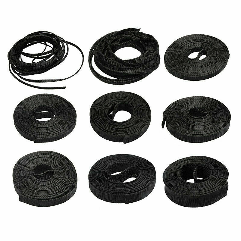 10/5M Black Expandable Wire Cable Sleeving Sheathing Braided Loom Tubing
