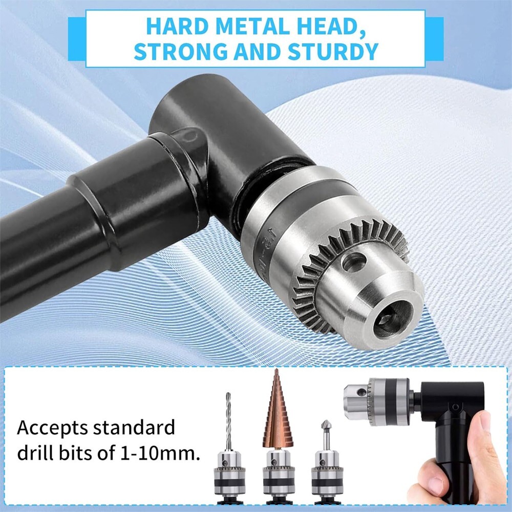 Cordless Right Angle Drill Adapter 90 Degree Adapter Drill with 3/8″ Keyed Chuck