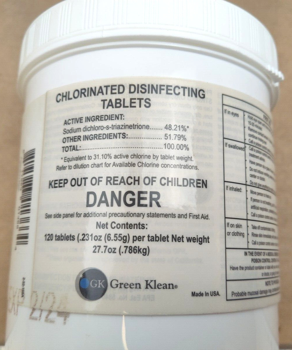 Green Klean Chlorinated Disinfecting Sanitizer Electrostatic Tablets (lot of 6)
