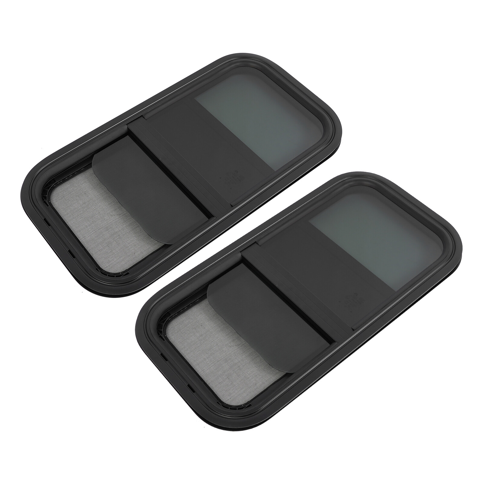 2PCS RV Window Vertical Slide Window 12 x 24in with Trim Rings for Cargo Trailer