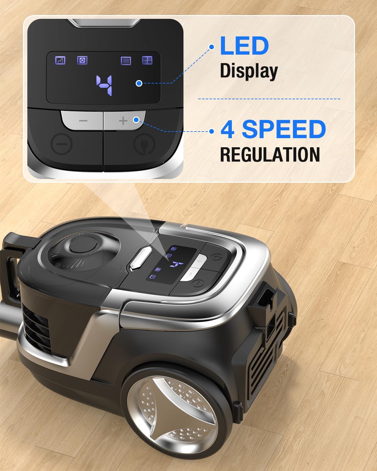 Zefiro Max 1600W Multi-Surface Bagless Canister Vacuum Cleaner 40Kpa Suction