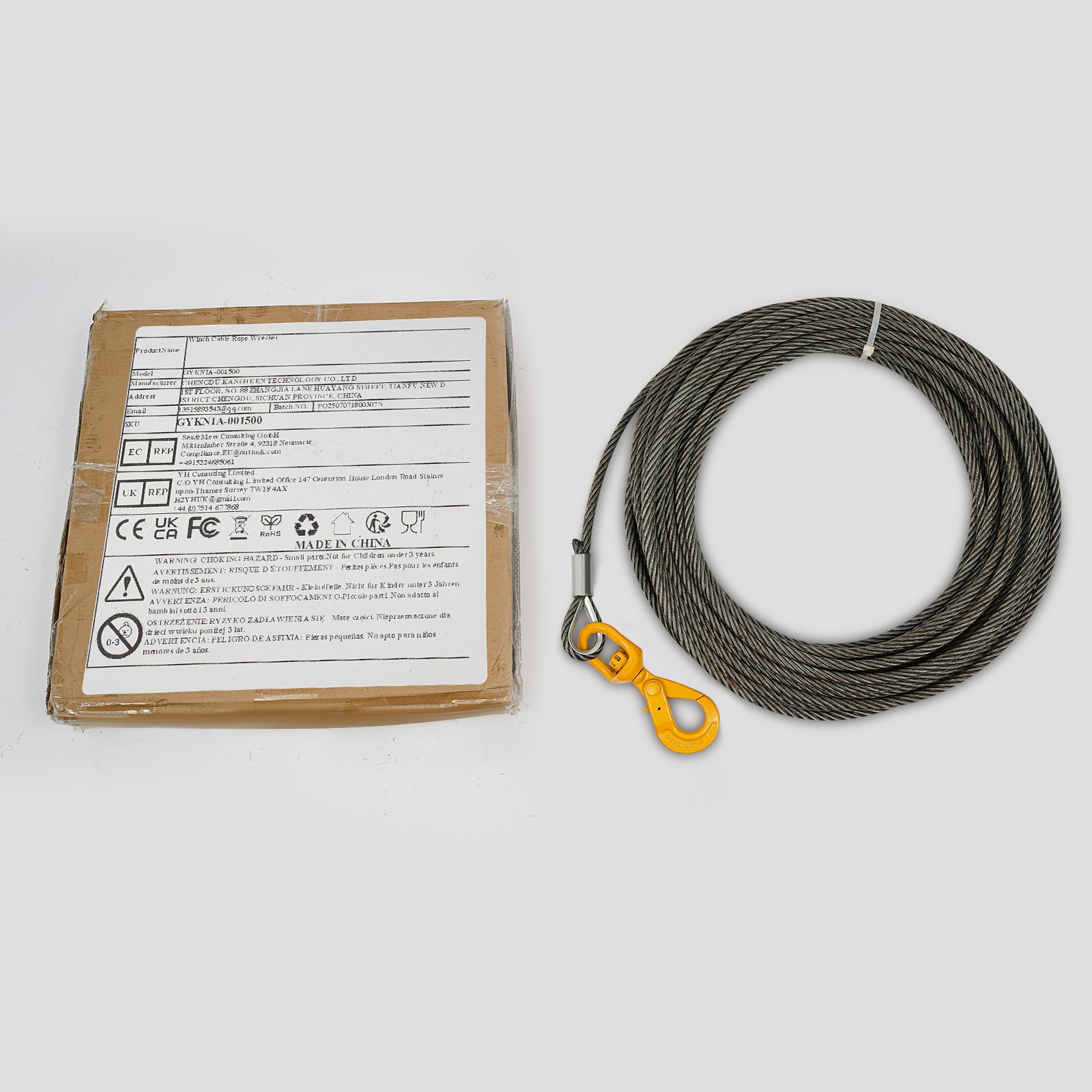 7/16in*100FT Steel Winch Cable Wire Rope Swivel Self-locking Hook 2469.18 lbs