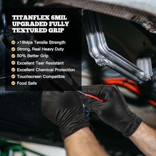 100X Black Nitrile Nitro Powder Free Disposable Gloves – Heavy Duty 6g Thickness