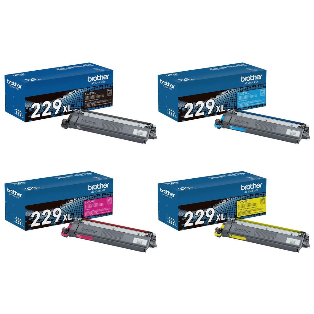 Brother TN229XL High-Yield Toner Cartridge Set (Black, Cyan, Magenta, Yellow)