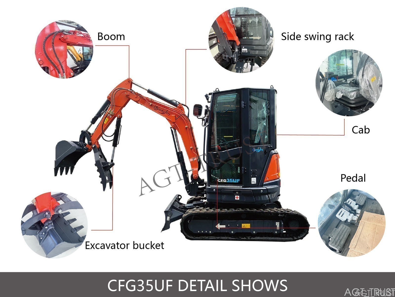 CFG-35UF 3.5Ton Mini Excavator w/ Hydraulic Thumb Kubota Diesel Engine USA Stock