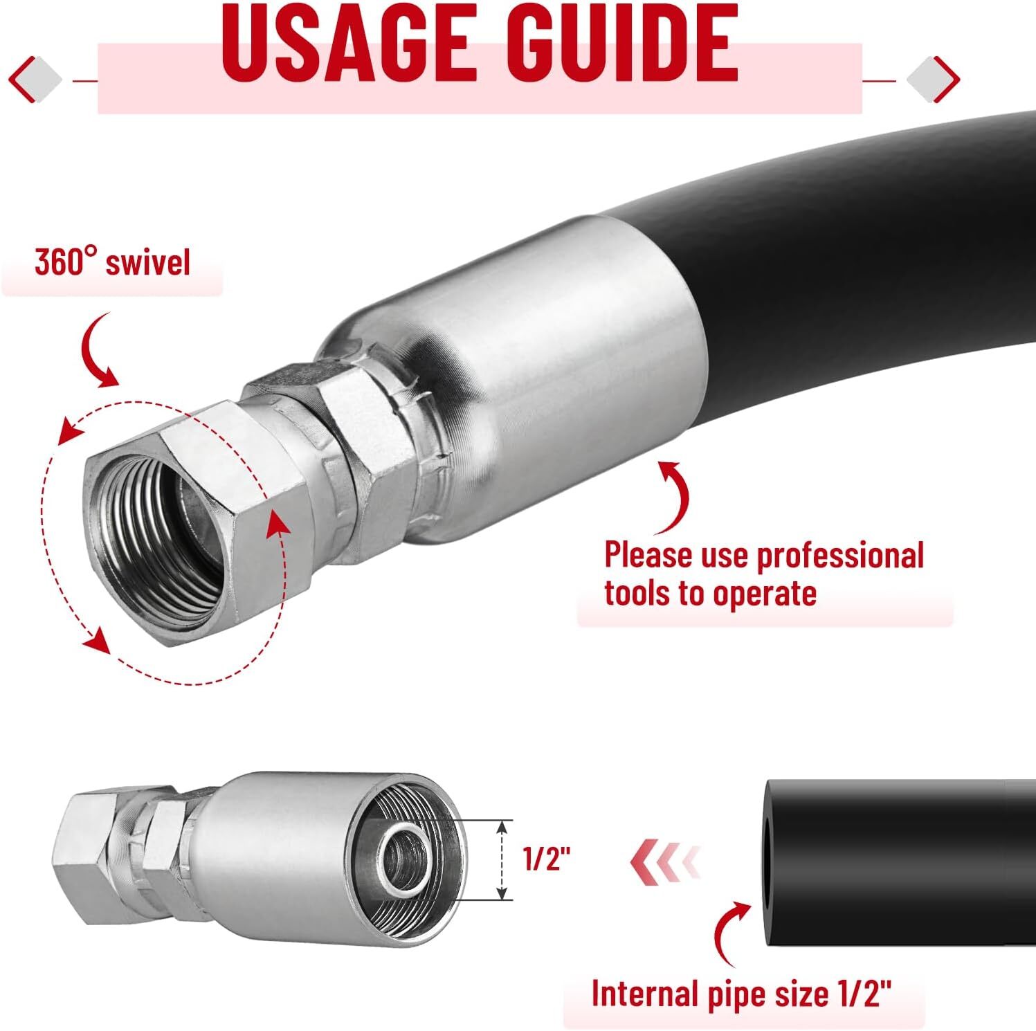 12-Pack 1/2″ Hydraulic Hose End Fittings: 1/2″ I.D. Hose x 1/2″ JIC 37 ° Female